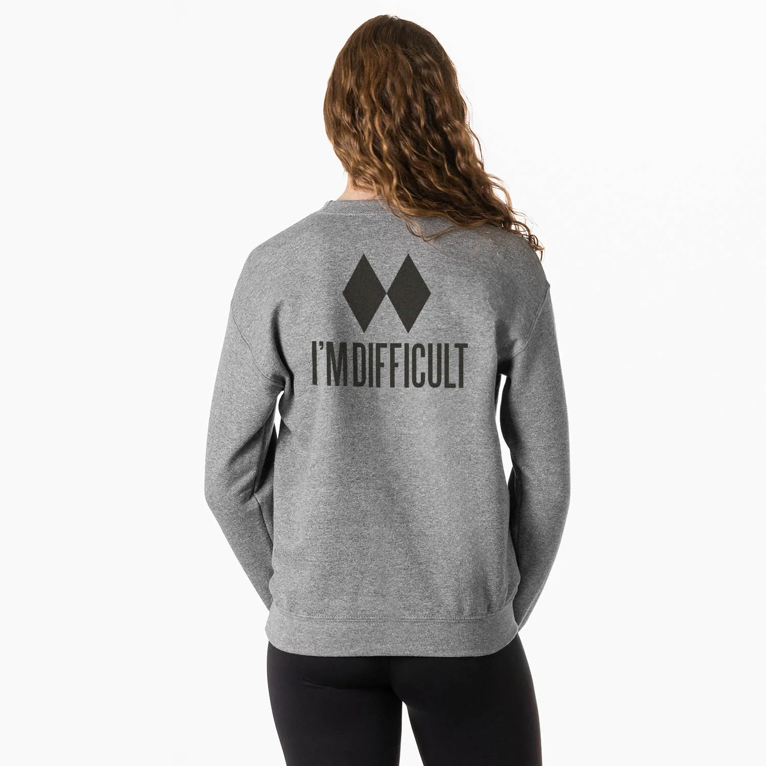 Skiing Crewneck Sweatshirt - I'm Difficult (Back Design) 